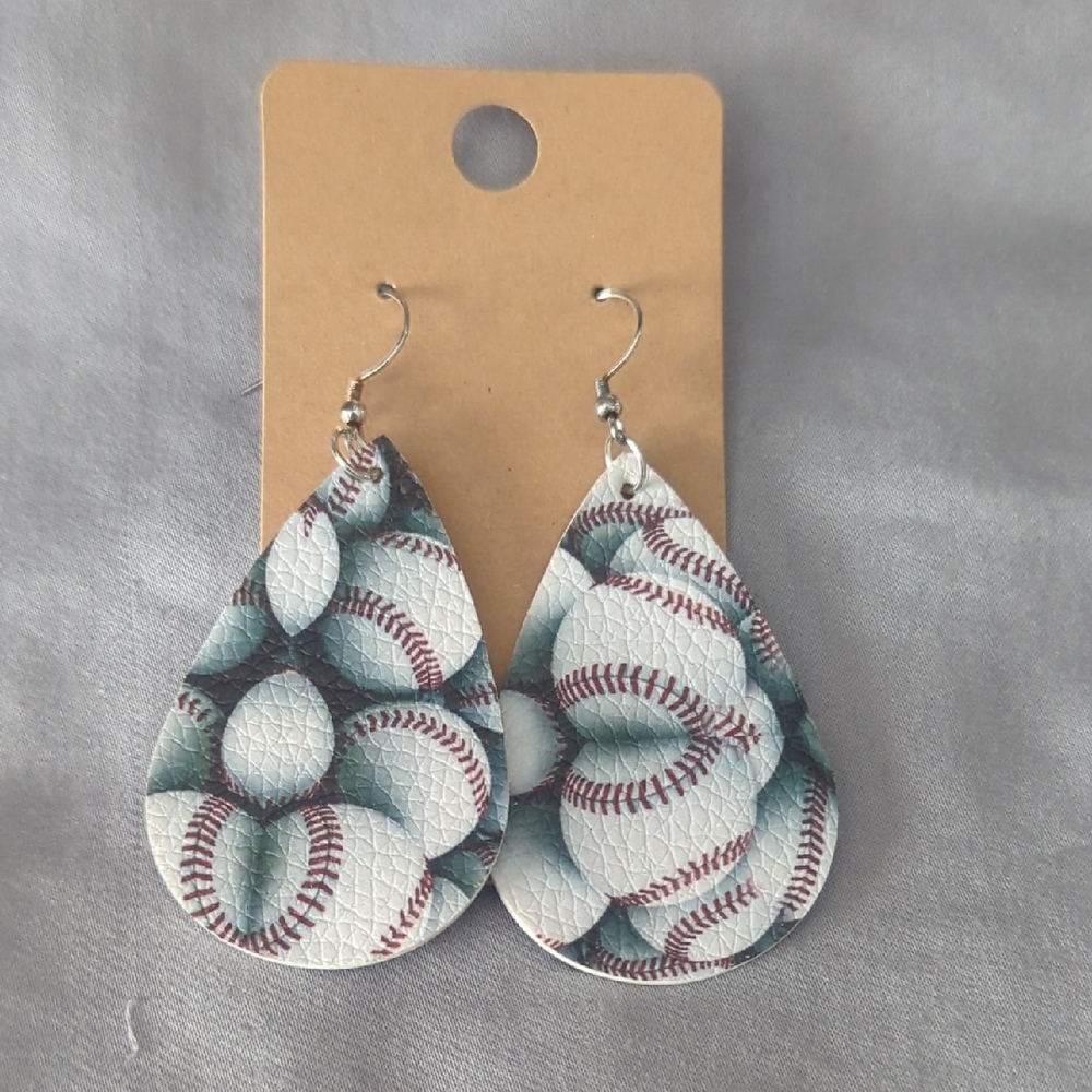 Baseball Teardrop Dangle  Earrings